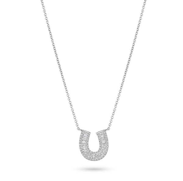 Small Baguette Diamond Horseshoe Necklace