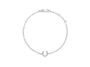 Diamond Horseshoe Bracelet on Paperclip Chain