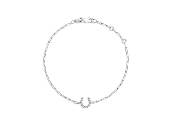 Diamond Horseshoe Bracelet on Paperclip Chain