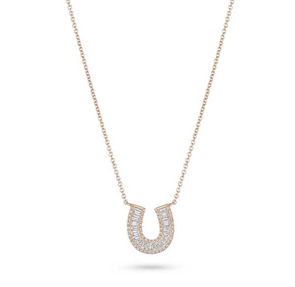 Small Baguette Diamond Horseshoe Necklace