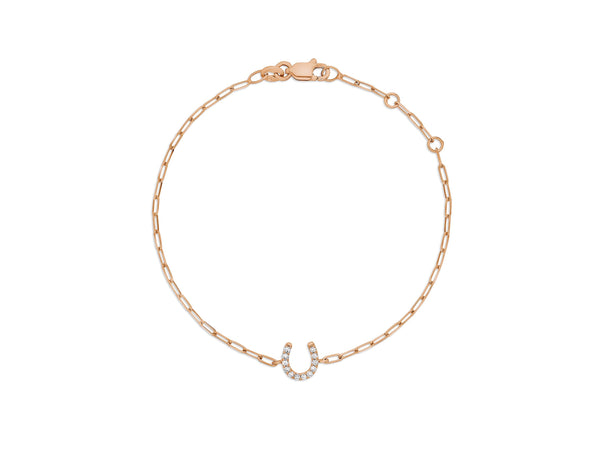 Diamond Horseshoe Bracelet on Paperclip Chain