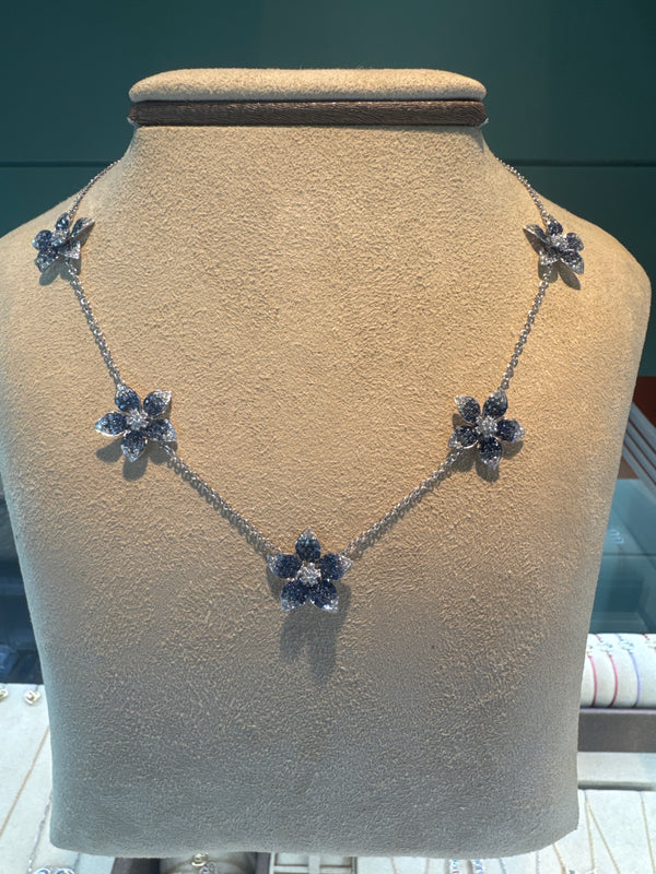 Zahara Sapphire and Diamond 5 station necklace