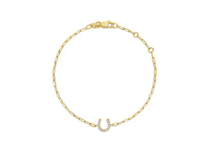 Diamond Horseshoe Bracelet on Paperclip Chain