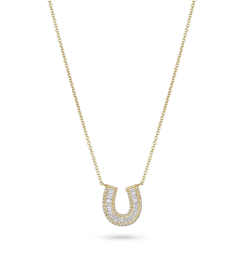 Small Baguette Diamond Horseshoe Necklace