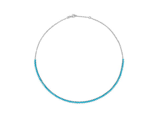 Turquoise Line Necklace Halfway Paper Link