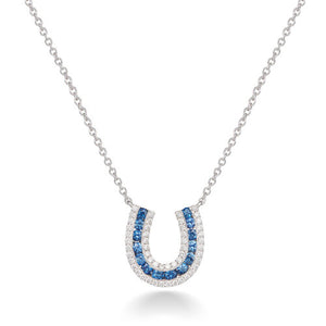 Lucky Horseshoe Necklace with Blue Sapphires