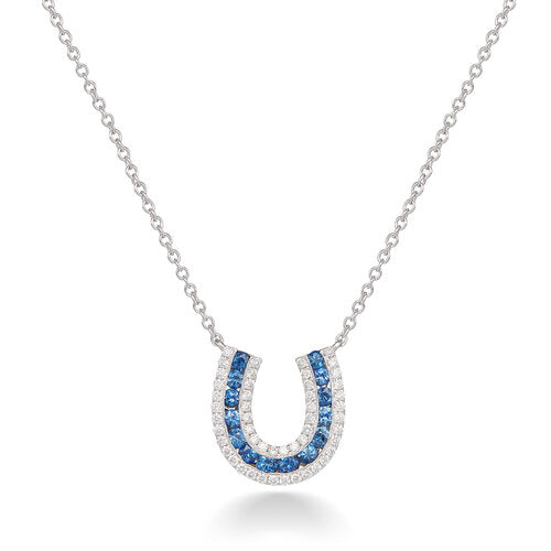 Lucky Horseshoe Necklace with Blue Sapphires