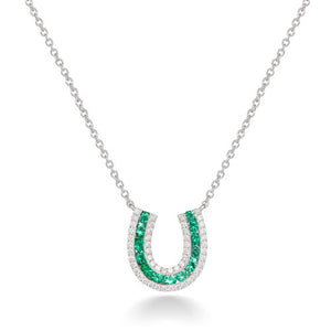 Lucky Horseshoe Necklace with Emeralds and Diamonds