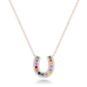 Confetti Horseshoe Necklace - Rose Gold