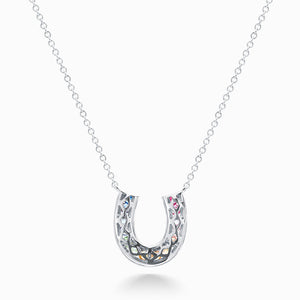 Unicorn Horseshoe Necklace - White Gold