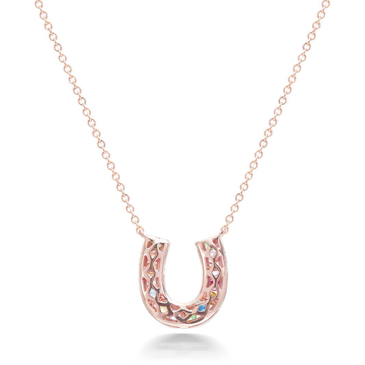 Confetti Horseshoe Necklace - Rose Gold