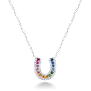 Unicorn Horseshoe Necklace - White Gold
