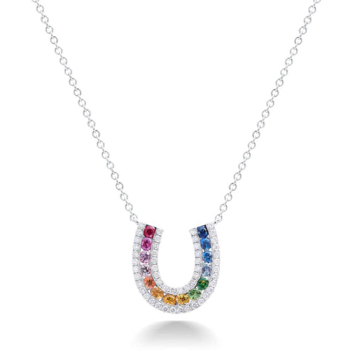 Unicorn Horseshoe Necklace - White Gold
