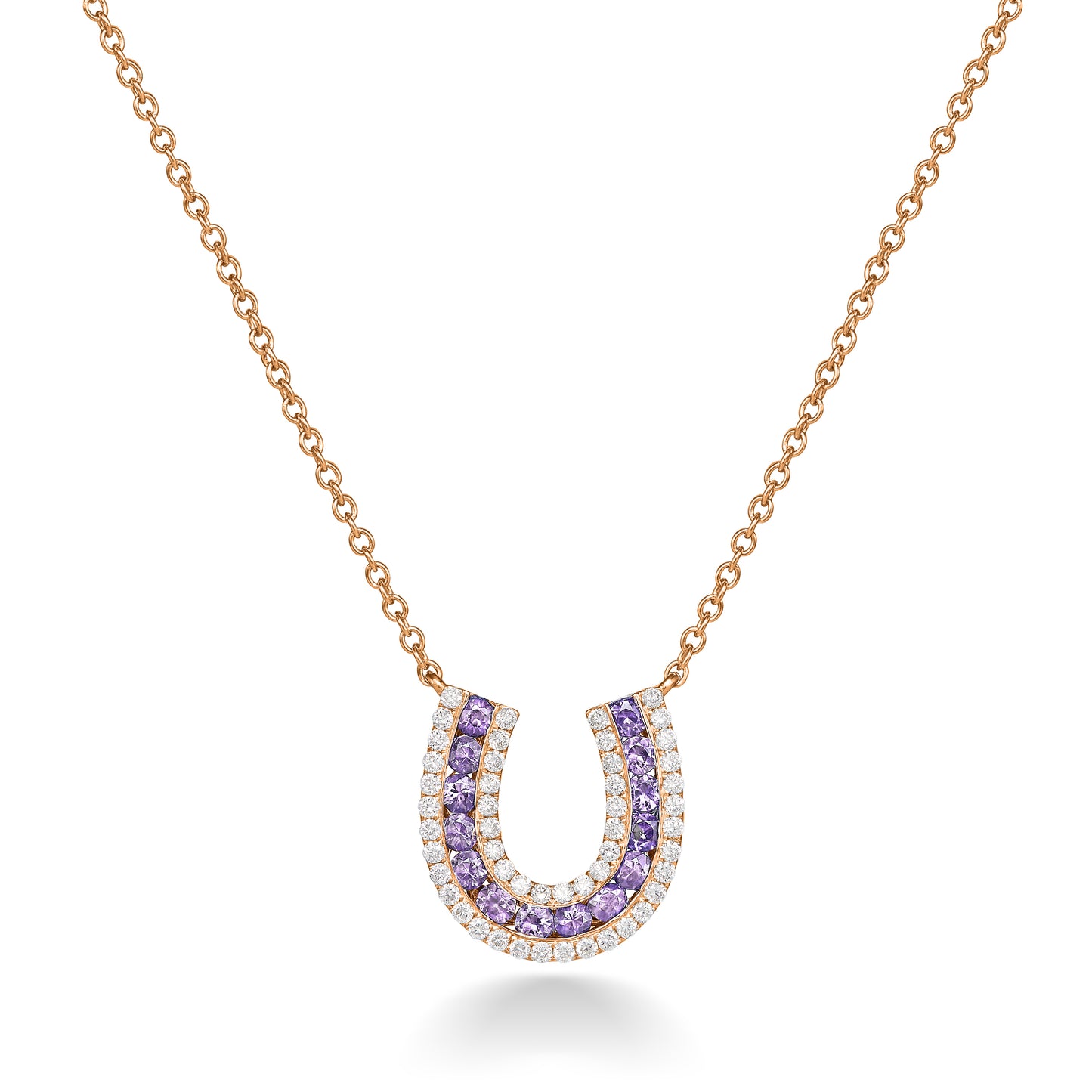 Amethyst and Diamond Horseshoe Necklace