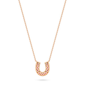 Lucky Horseshoe Necklace with Rubies