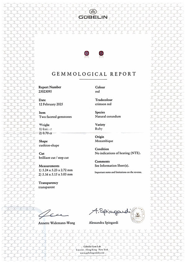 Rare Unheated Mozambique Ruby and Diamonds Earrings