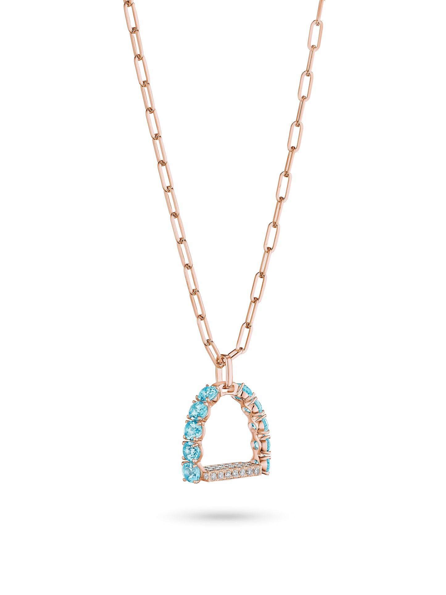 Stirrup Pendant with Blue Topaz and Diamond