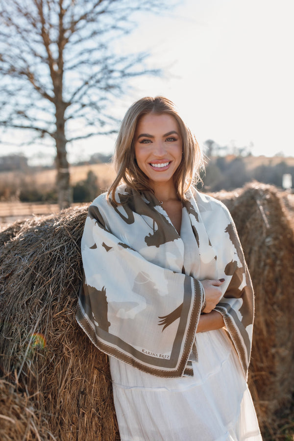 Large Scarf - Tan/Brown Color