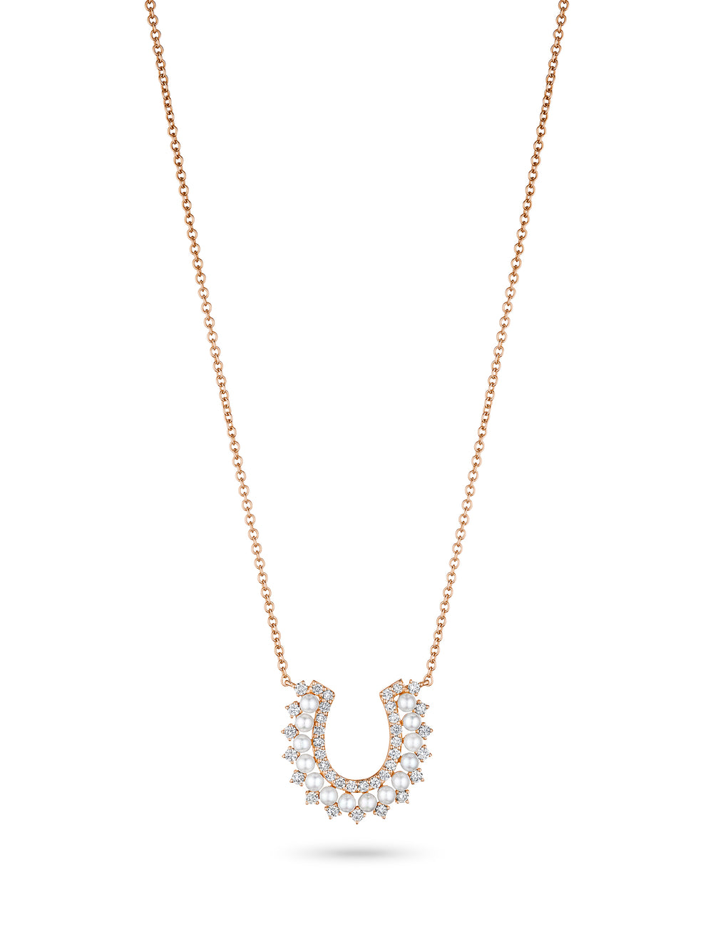 Pearl and Diamond Horseshoe Necklace