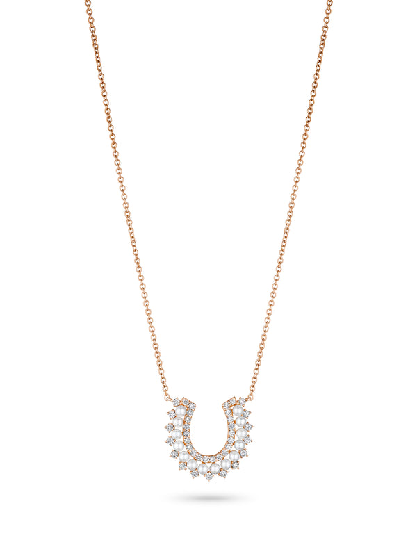 Pearl and Diamond Horseshoe Necklace