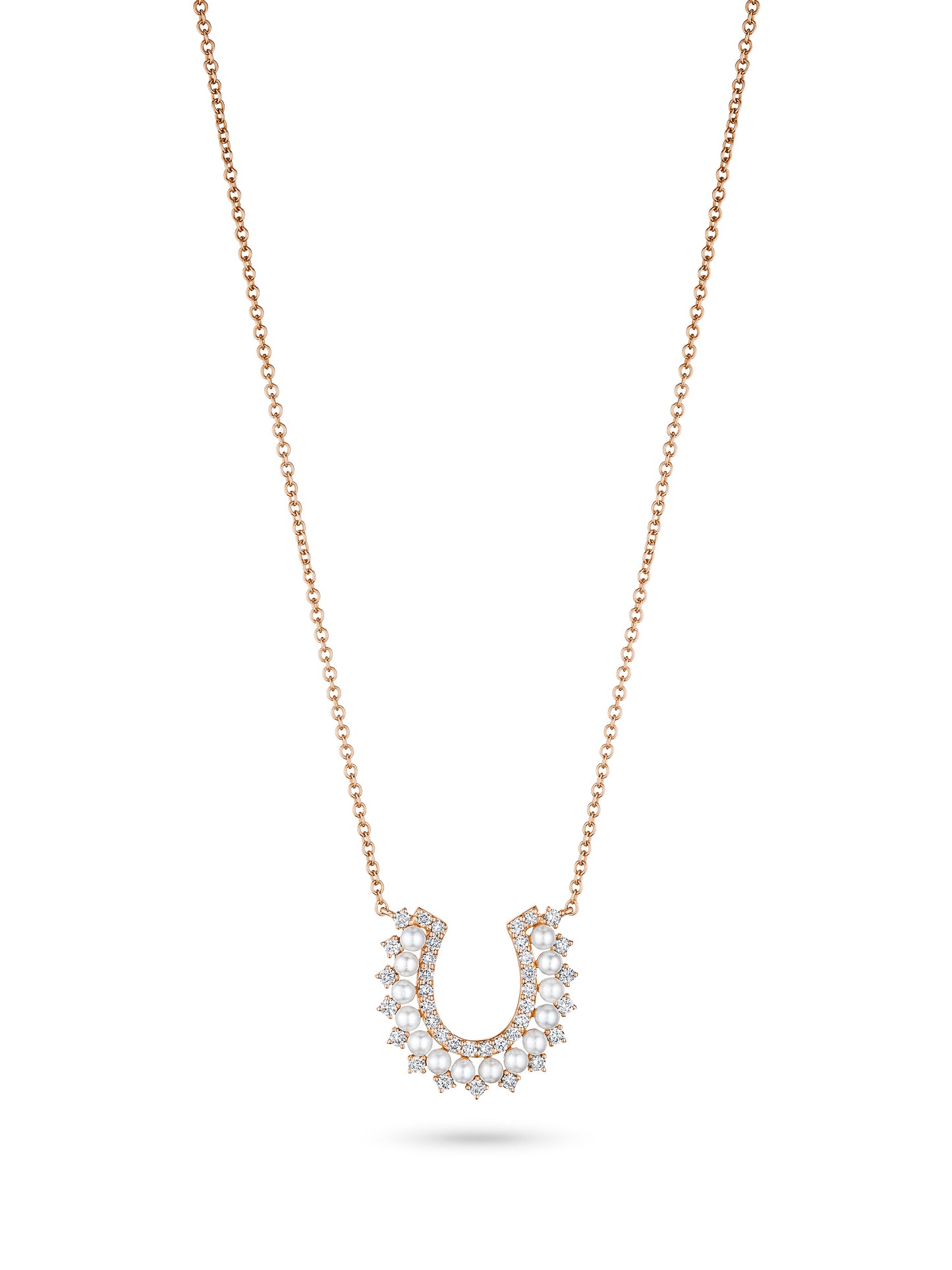 Pearl and Diamond Horseshoe Necklace