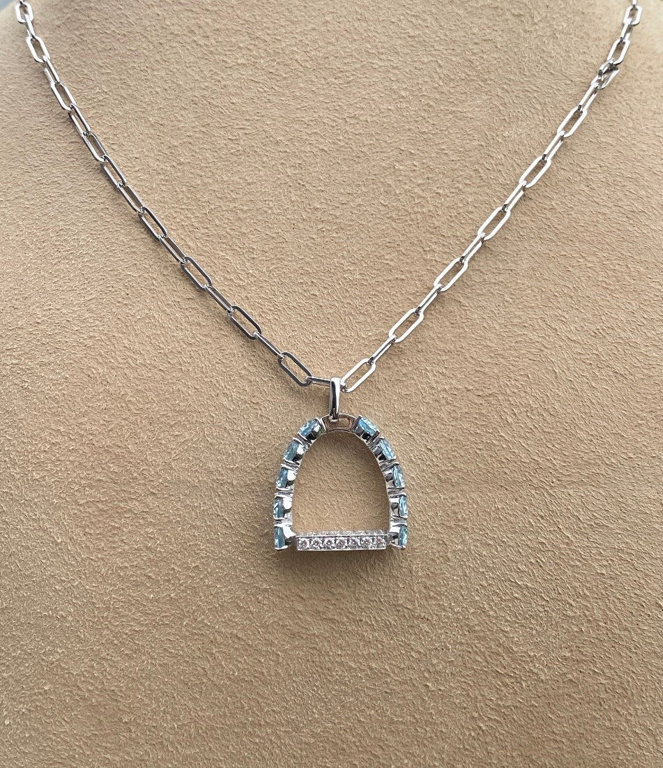 “Stirr It Up” Diamond and Blue Topaz Pendant