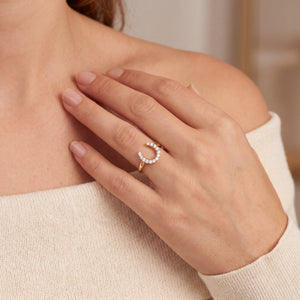 Large Lucky Horseshoe Diamond Ring