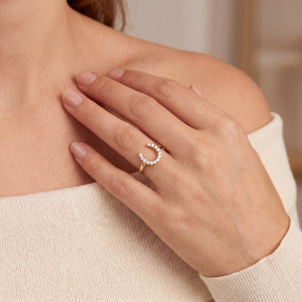 Large Lucky Horseshoe Diamond Ring