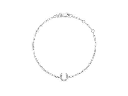 Diamond Horseshoe Bracelet on Paperclip Chain