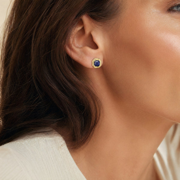 Sapphire Stepped Bezel Earrings