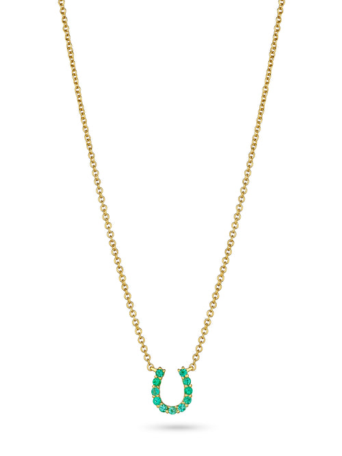 Mini Emerald Horseshoe Necklace