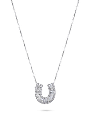 Large Baguette Lucky Horseshoe Diamond Necklace