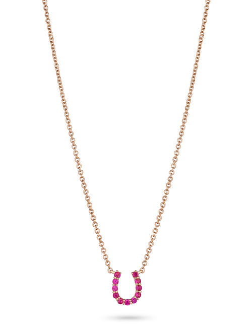 Mini Ruby Horseshoe Necklace
