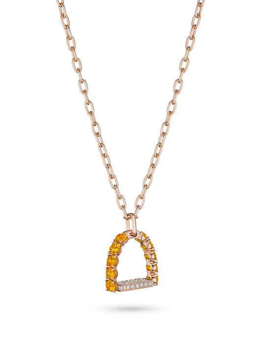 Stirrup Pendant with Citrine and Diamond