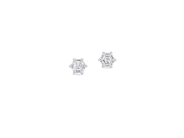 Hexagon Diamond Stud Earrings
