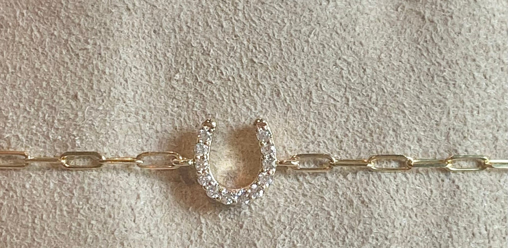 Diamond Horseshoe Bracelet on Paperclip Chain