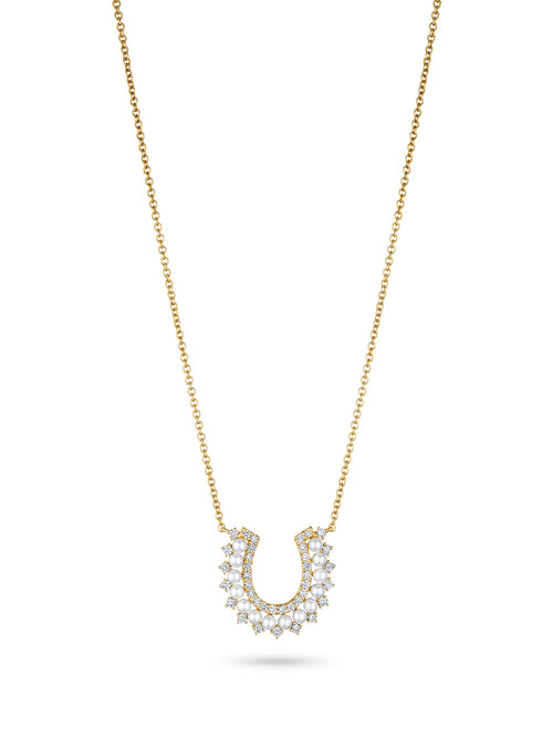 Pearl and Diamond Horseshoe Necklace