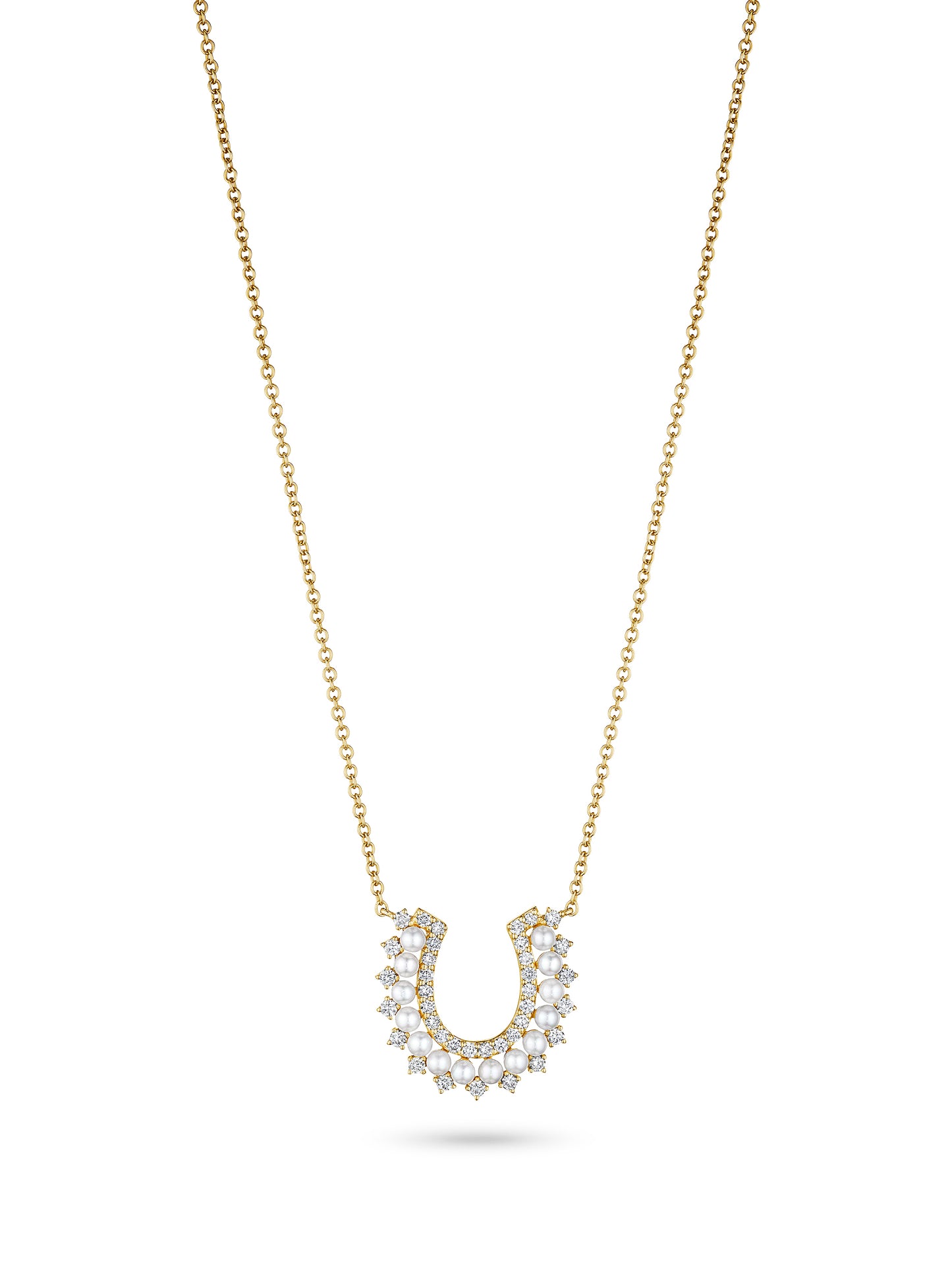 Pearl and Diamond Horseshoe Necklace