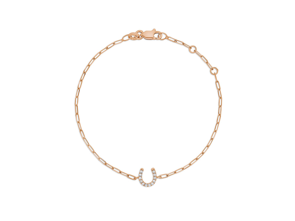 Diamond Horseshoe Bracelet on Paperclip Chain