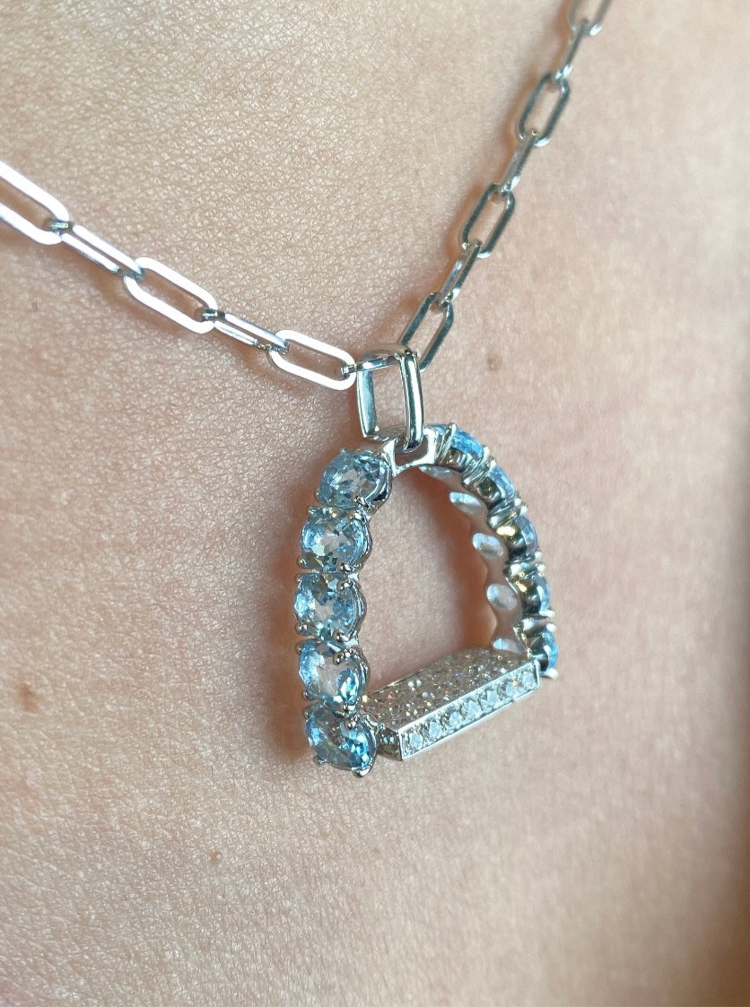 “Stirr It Up” Diamond and Blue Topaz Pendant