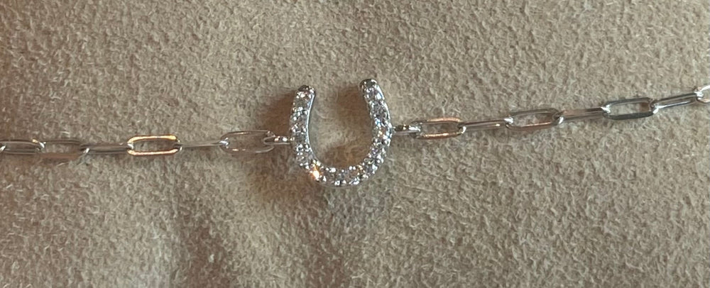 Diamond Horseshoe Bracelet on Paperclip Chain