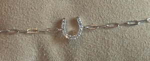Diamond Horseshoe Bracelet on Paperclip Chain