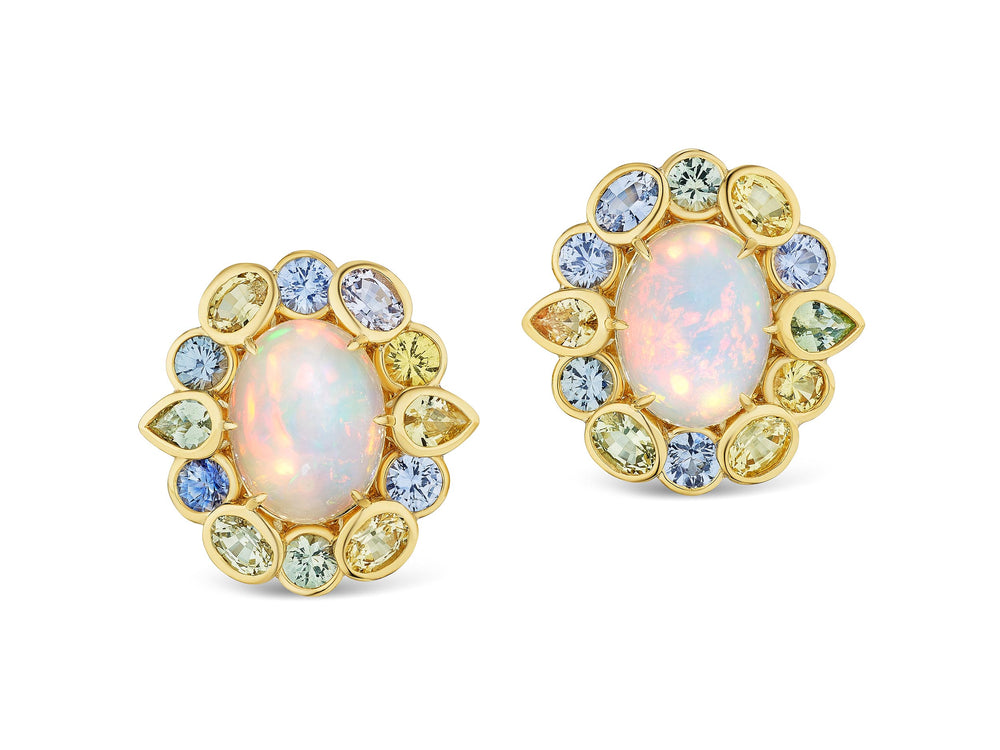 Opal and Sapphire Earrings