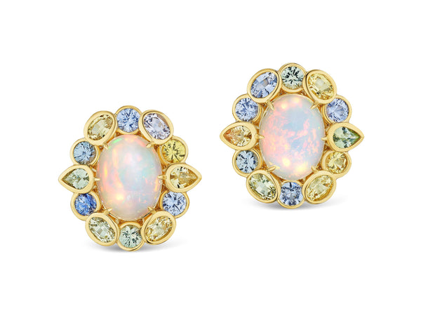 Opal and Sapphire Earrings