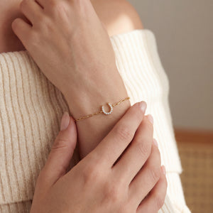 Diamond Horseshoe Bracelet on Paperclip Chain
