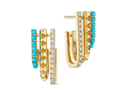 Aspen Diamond and Turquoise Earrings