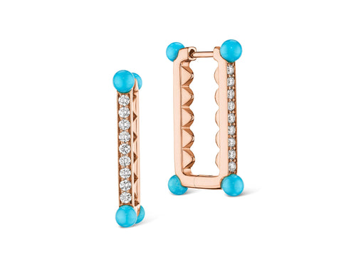 Dallas Diamond and Turquoise Earrings-Preowned
