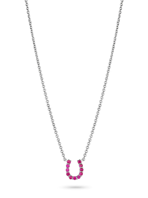Mini Ruby Horseshoe Necklace