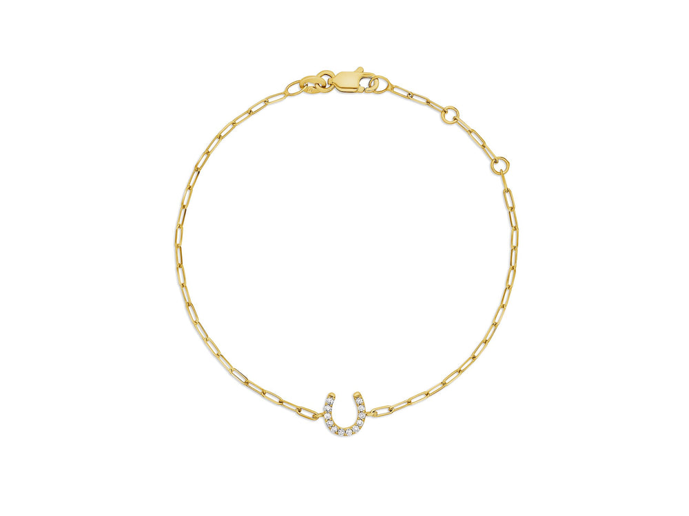 Diamond Horseshoe Bracelet on Paperclip Chain
