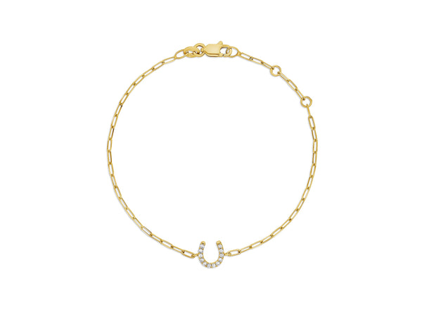 Diamond Horseshoe Bracelet on Paperclip Chain